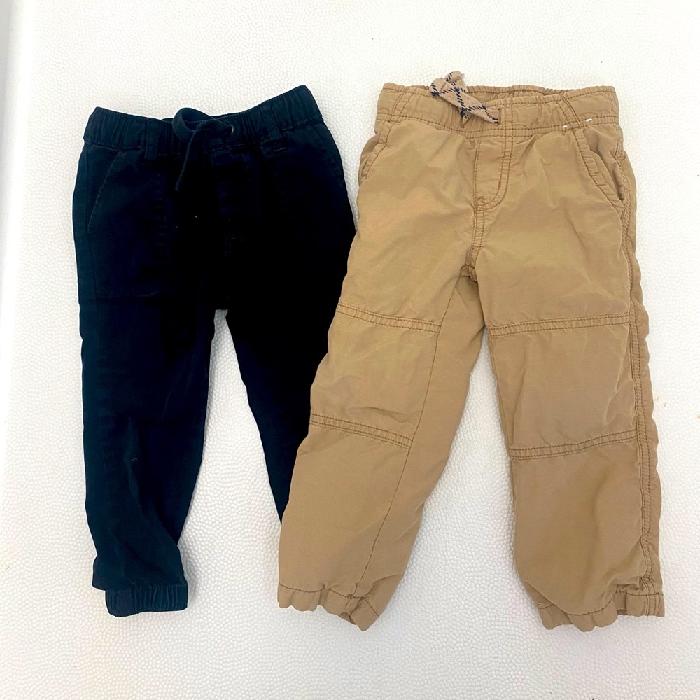 Boys 2T Gymboree Black and Tan Pants Joggers Set